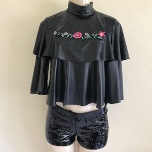 Black blouse with flowers